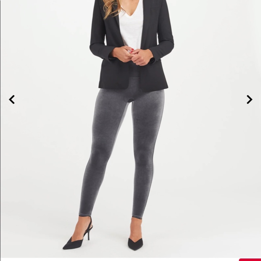 Spanx Silver Chrome Velvet leggings